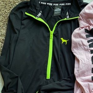 Pink 3/4 Zip pullover track style